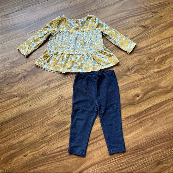 4 for $10 ๐ Carter's Yellow Floral Top with Denim Color Pants - Picture 8 of 8